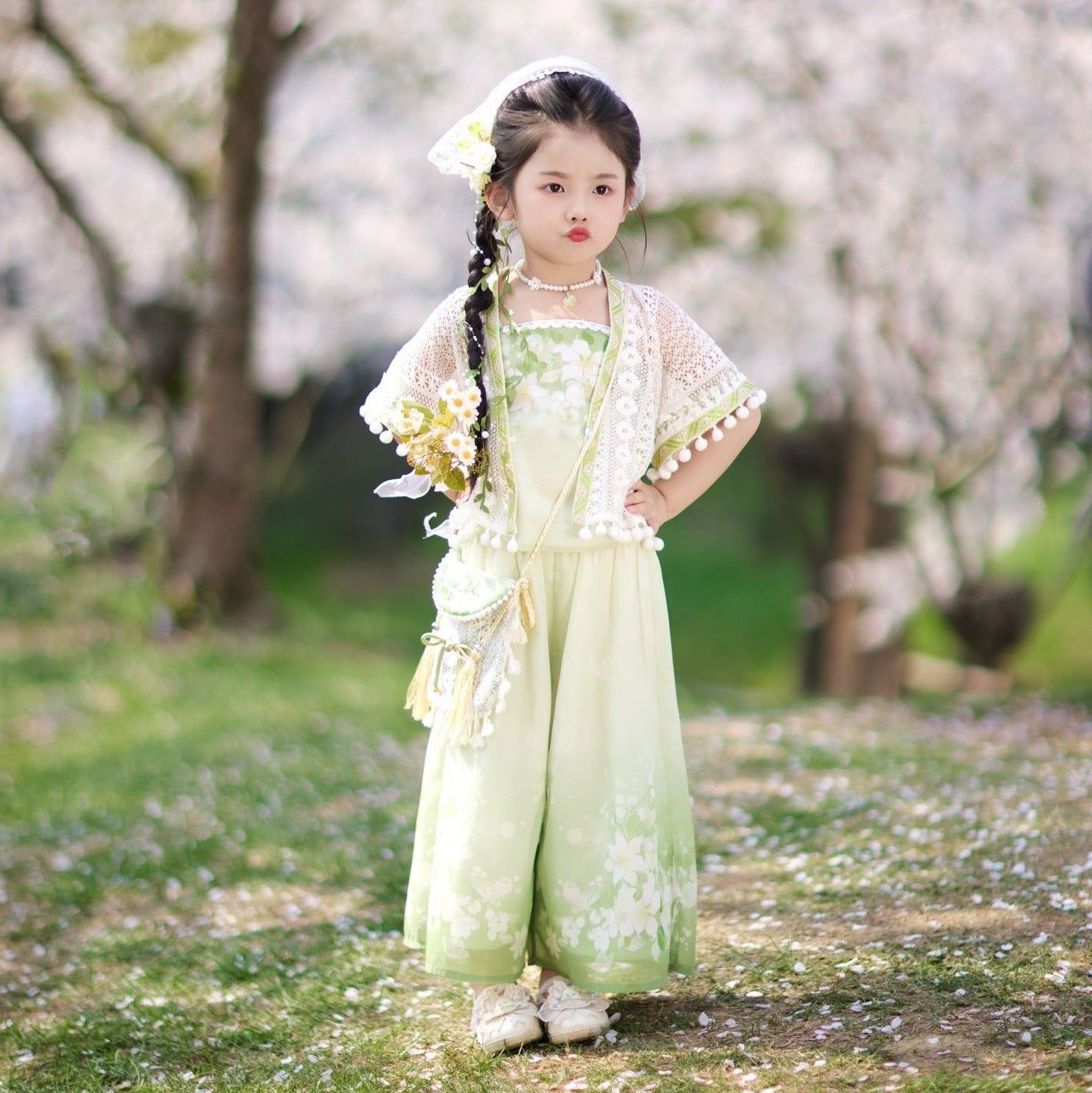 JXGX Spring Garden Bloom 3-Piece Girl’s Set---QingFu
