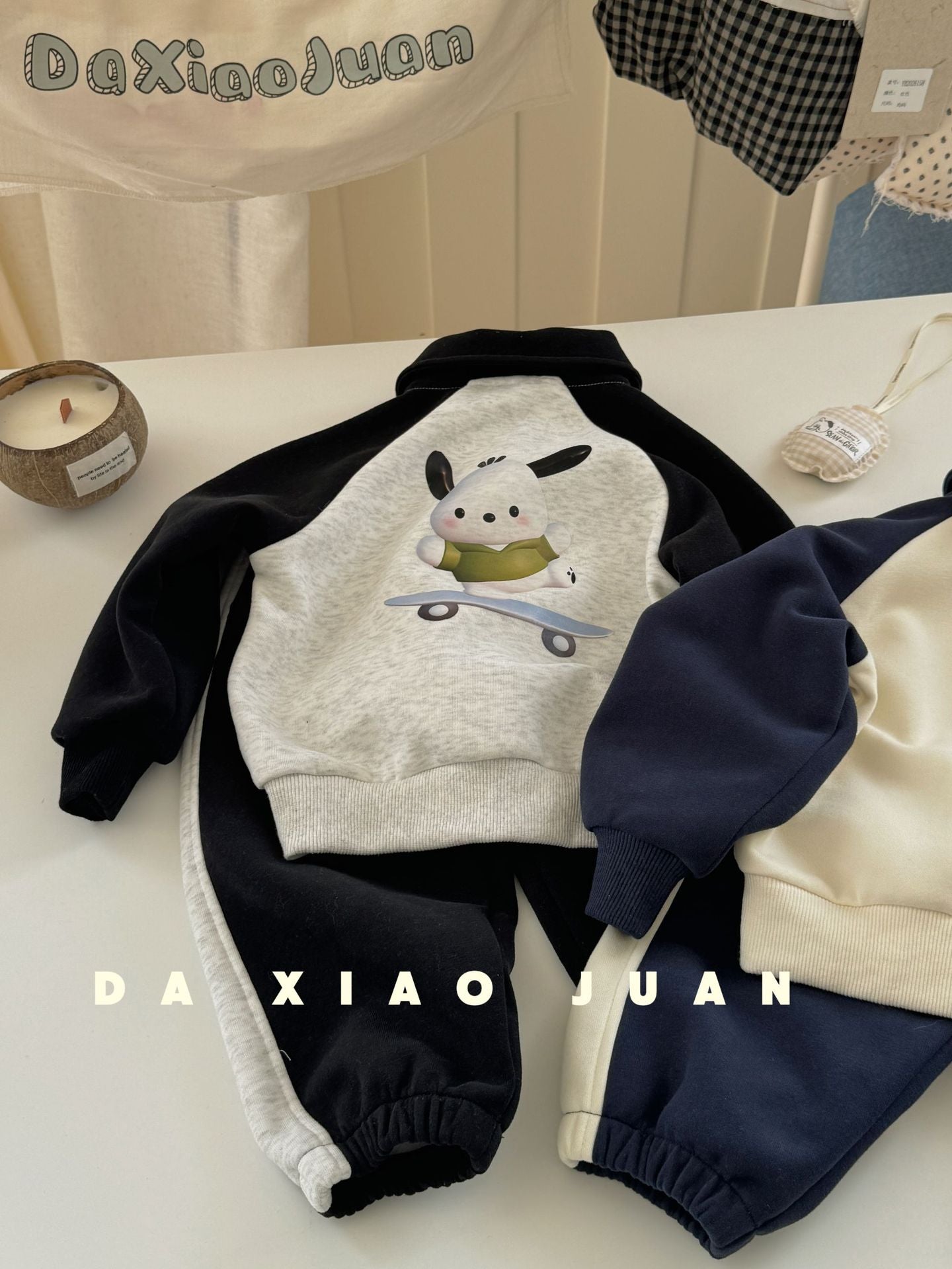 DXJ Kids Polo Sweatshirt & Sweatpants Set