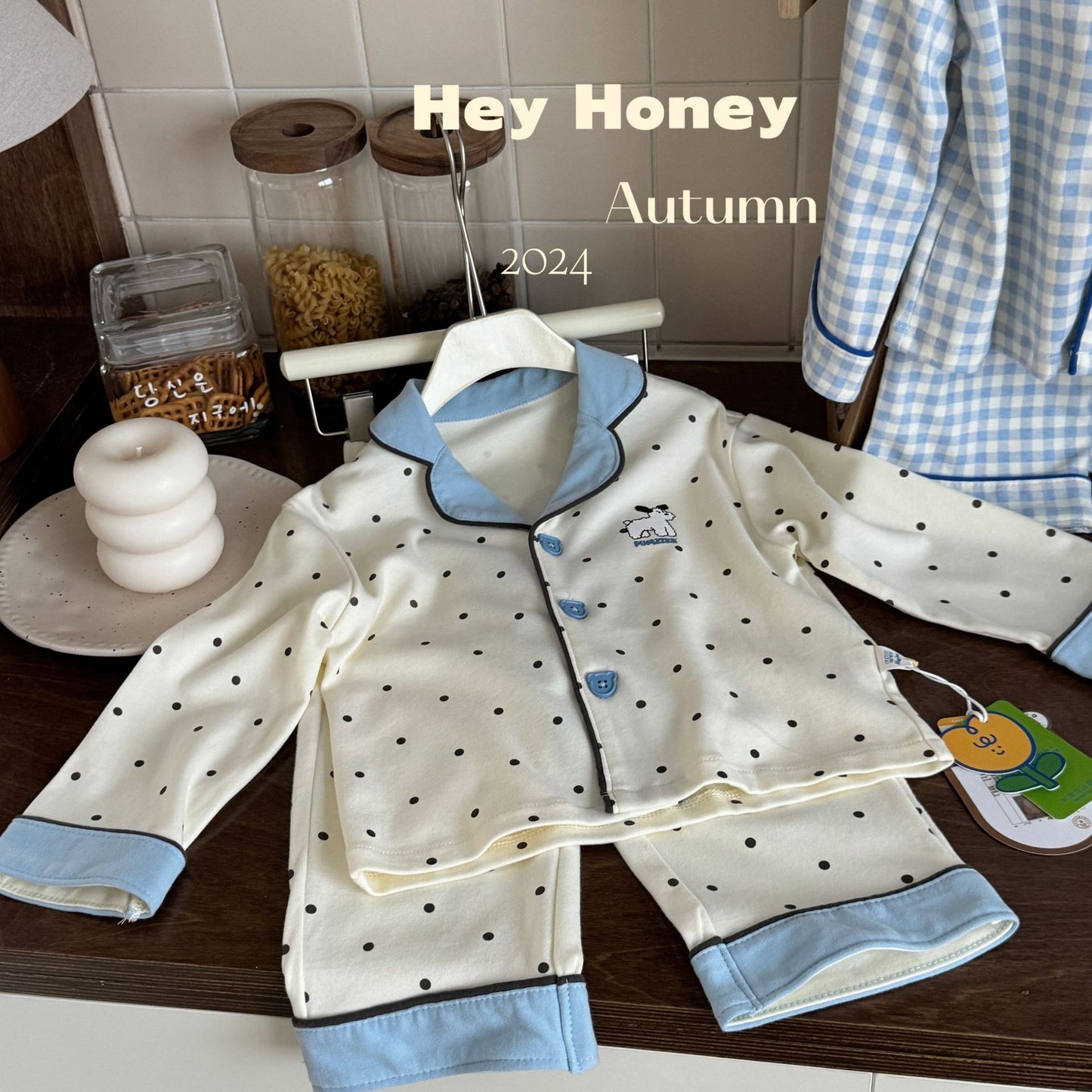 DXJ Family Matching Cotton Lapel Pyjamas Set