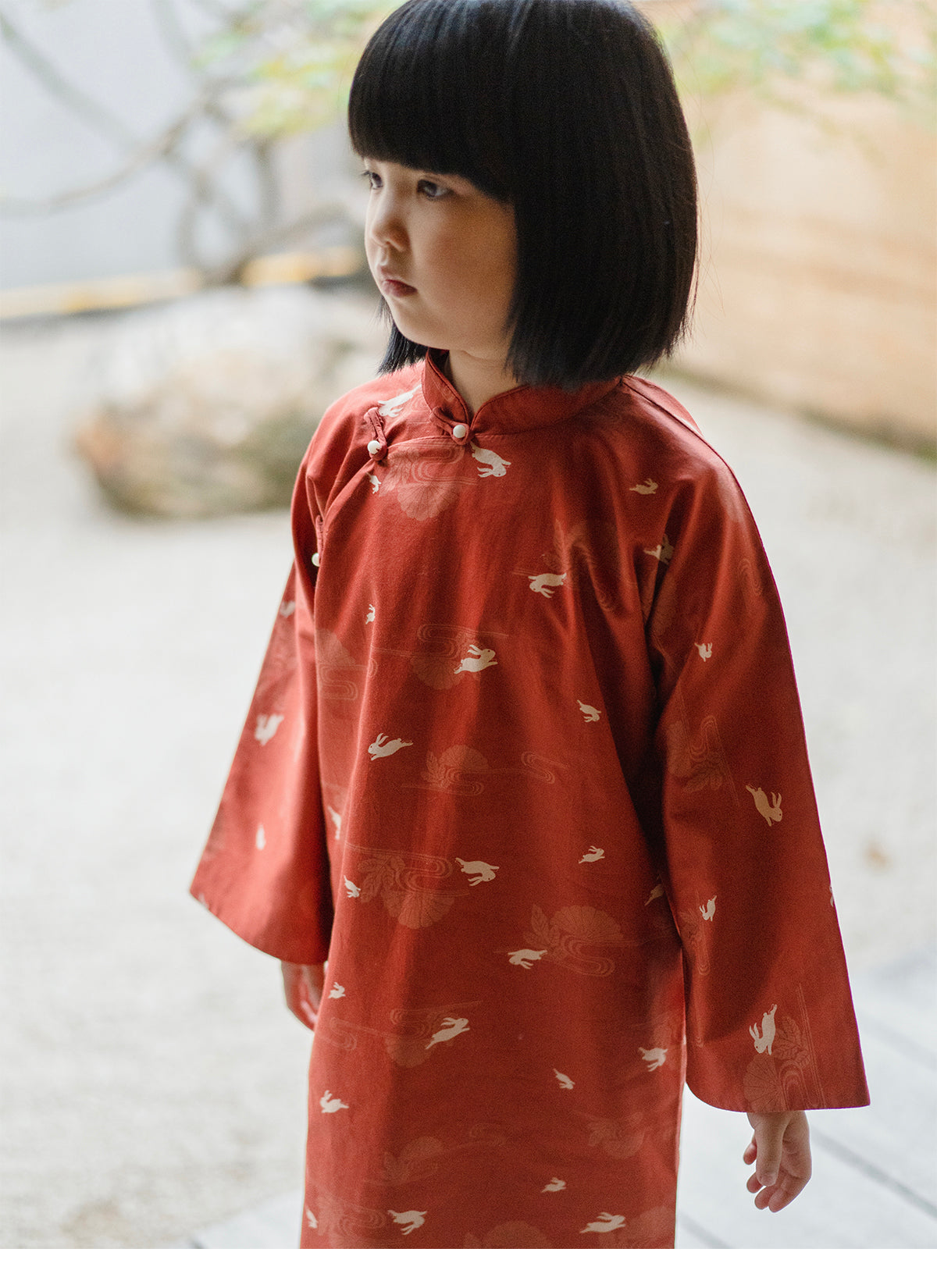 MaNa Kids Red Moon Rabbit Cheongsam-Chinese new year