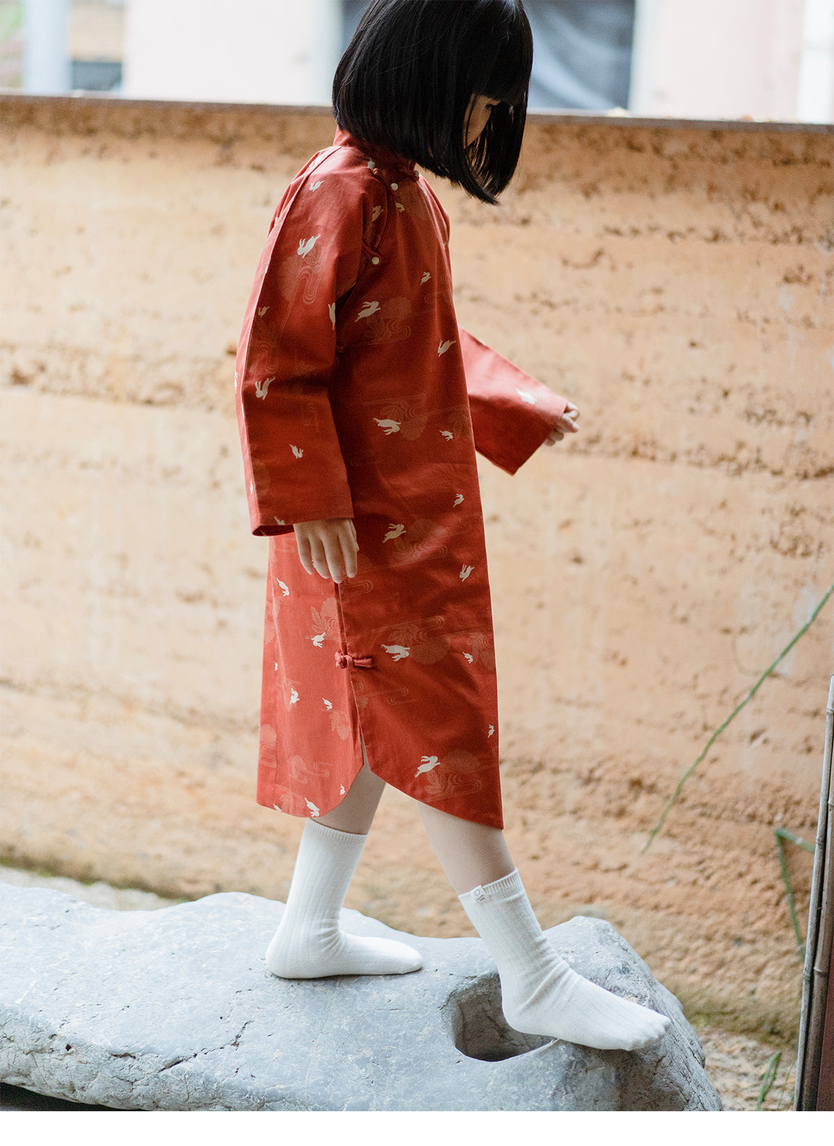 MaNa Kids Red Moon Rabbit Cheongsam-Chinese new year