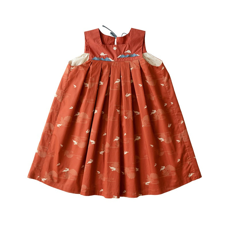 MaNa Kids Red Moon Rabbit Vest Hanfu Dress