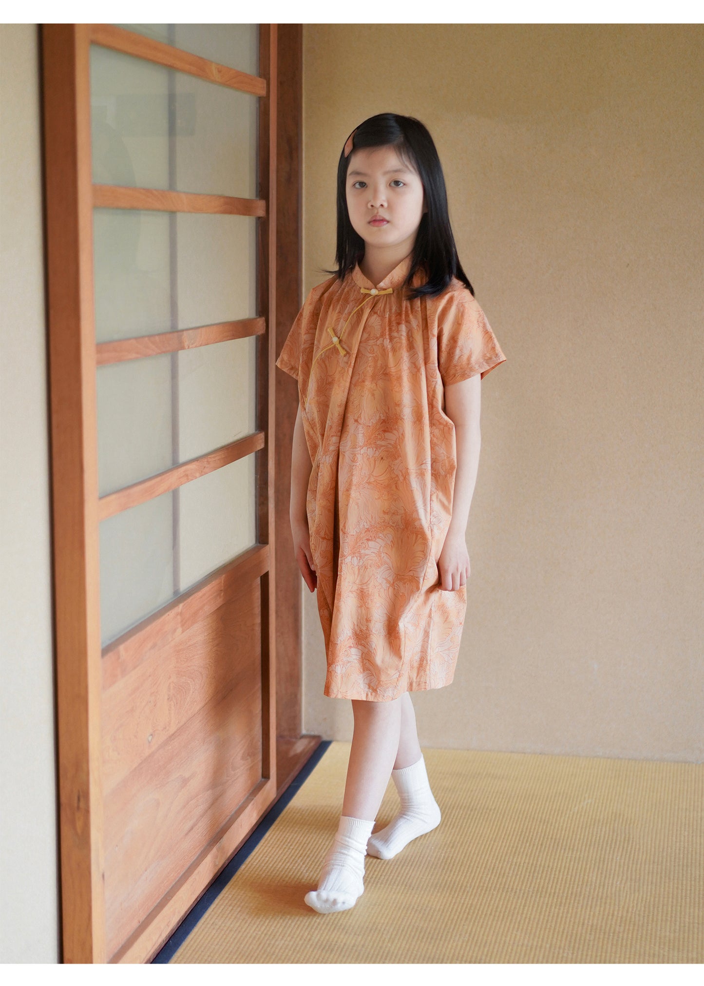 Cheongsam cocon orange en coton MaNa