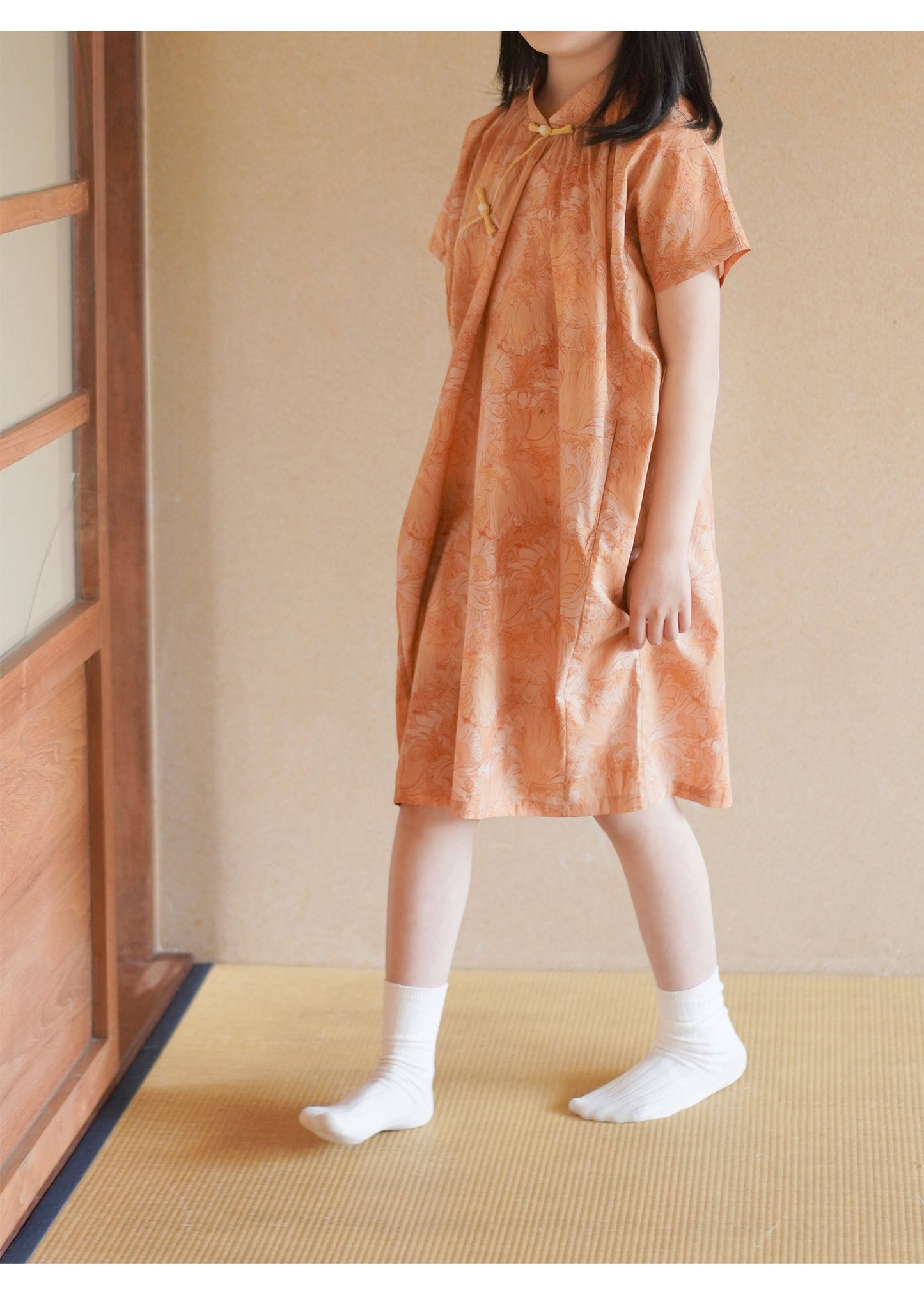 Cheongsam cocon orange en coton MaNa