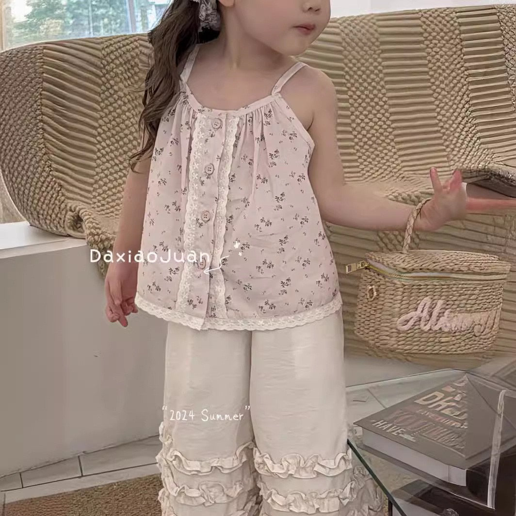 DXJ Pantalon d'été crème pour fille