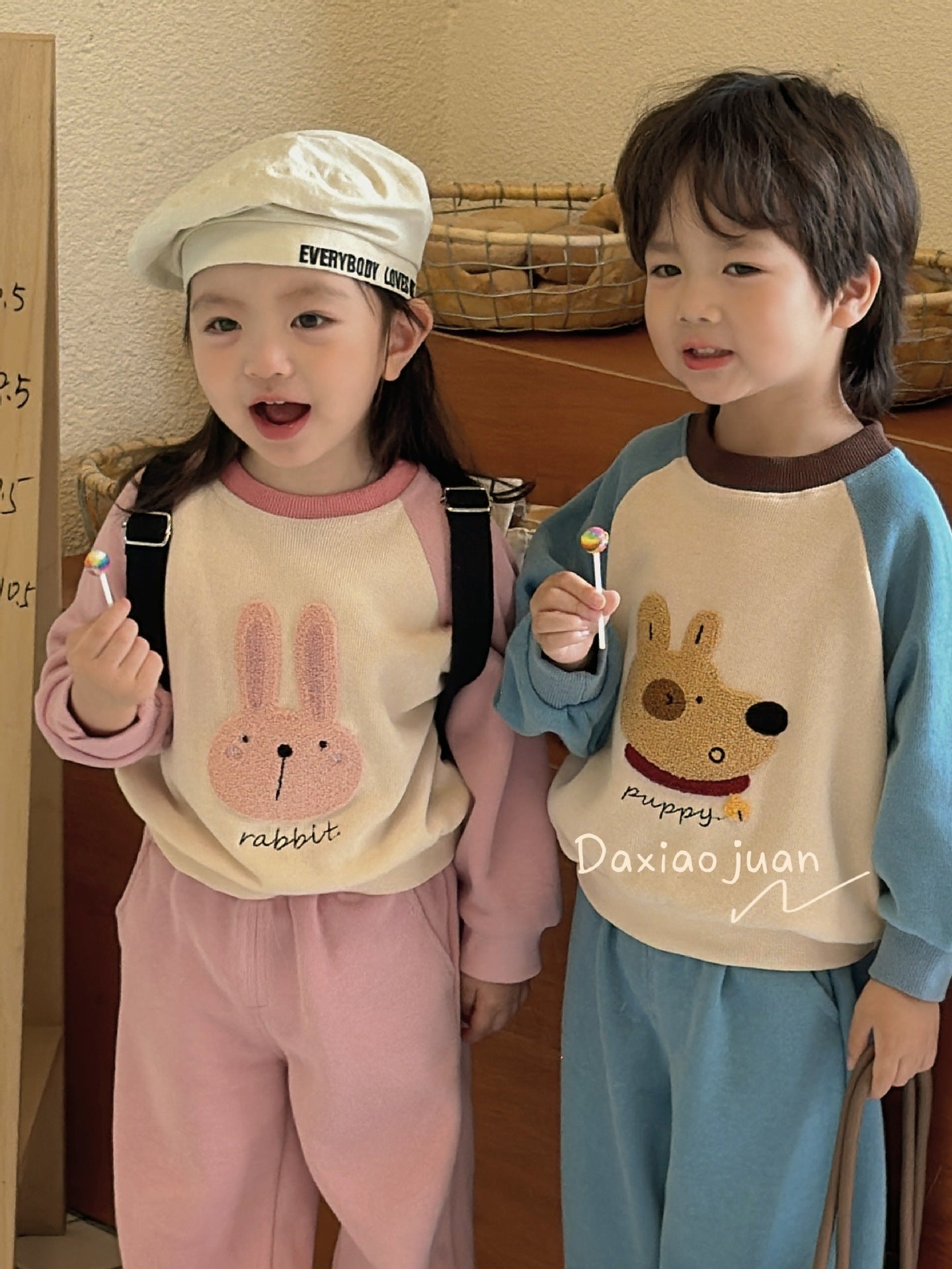 DXJ Kids Cute Cartoon sweatshirt & Sports Set