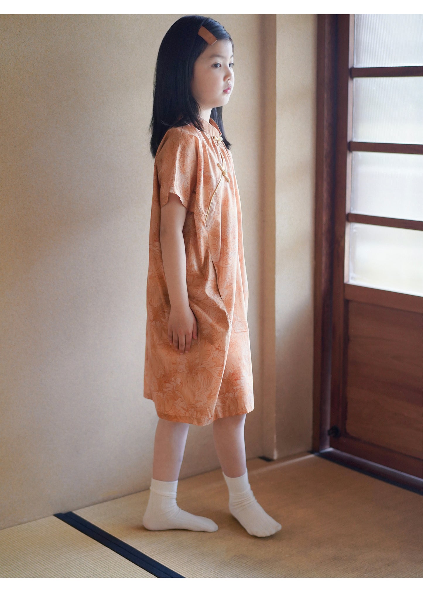 Cheongsam cocon orange en coton MaNa