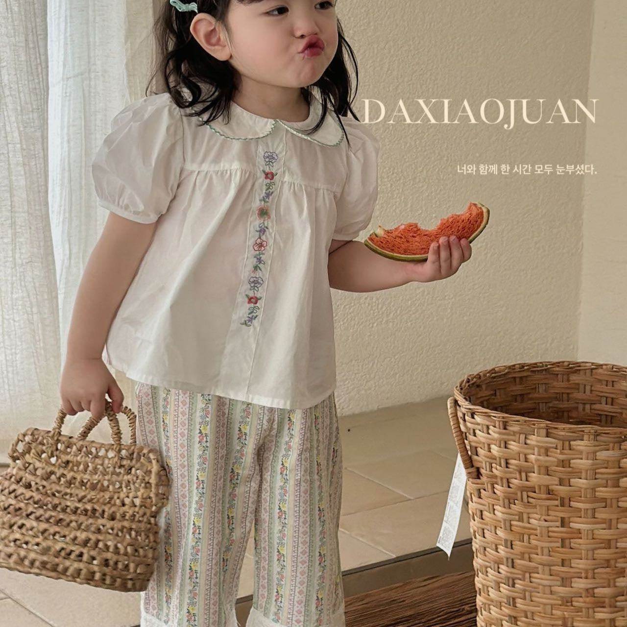 DXJ Girl Summr Garden Embroidered Blouse