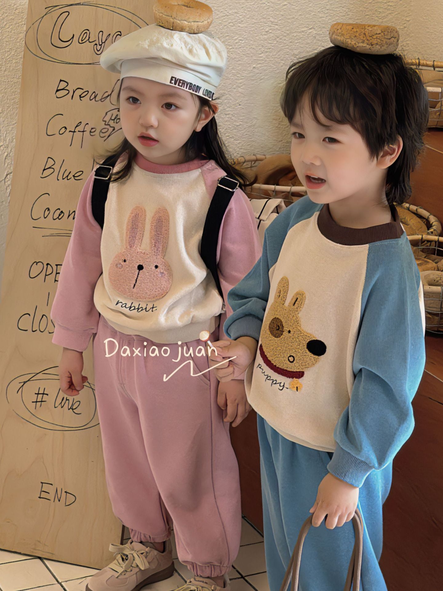 DXJ Kids Cute Cartoon sweatshirt & Sports Set