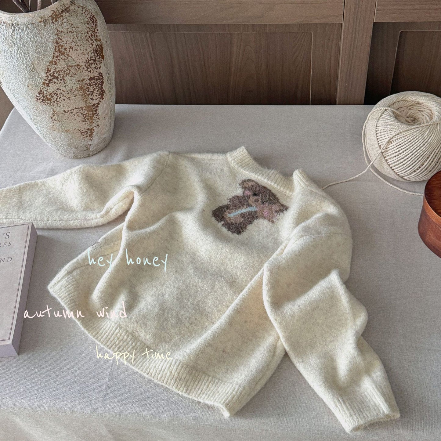 Cardigan tricoté ours pour enfants DXJ