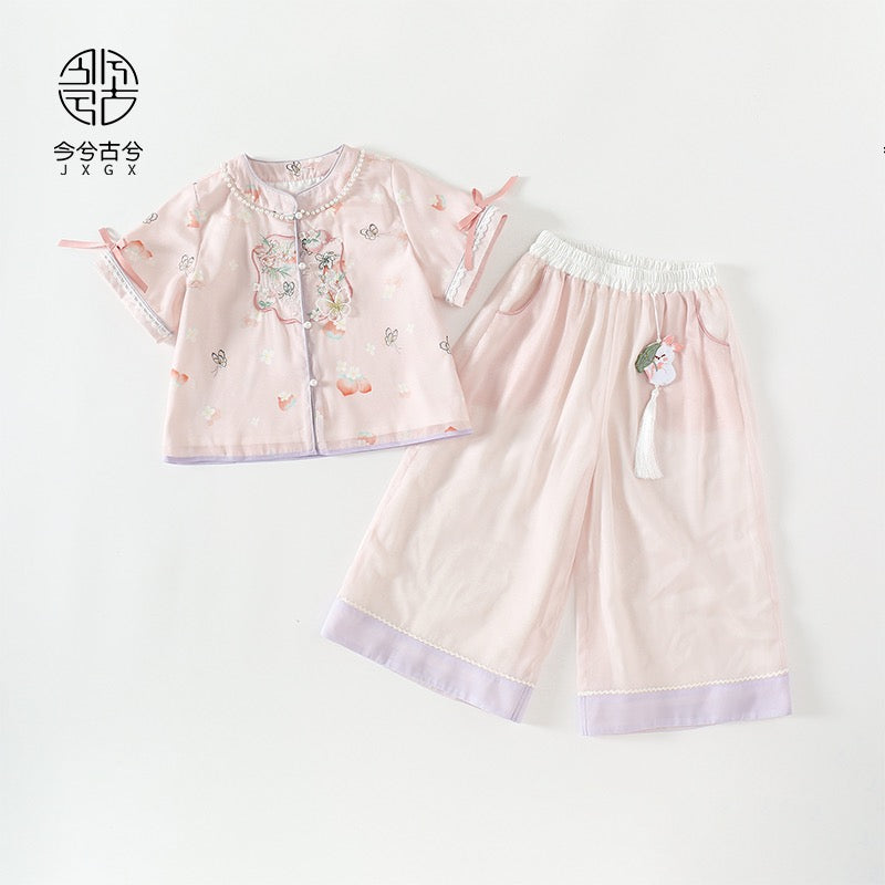 JXGX Summer Pink Butterfly Hanfu Girl’s Set ---Lewei