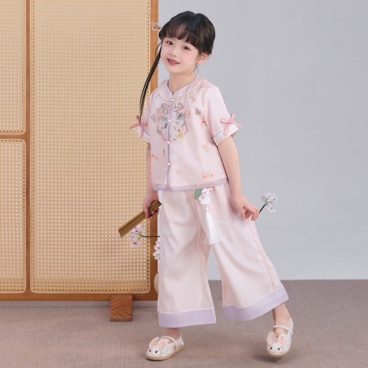 JXGX Summer Pink Butterfly Hanfu Girl’s Set ---Lewei