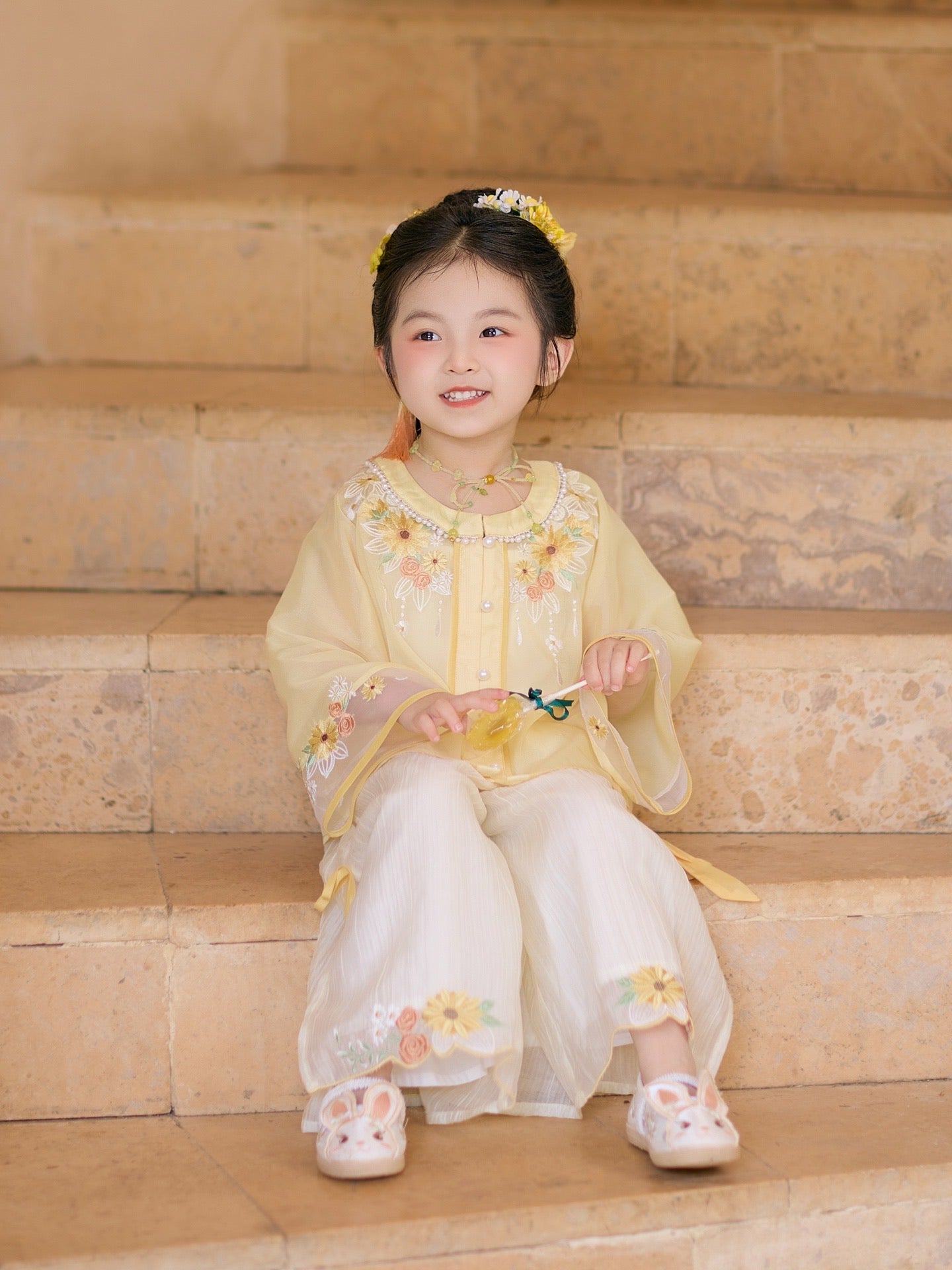 JXGX Yellow Flower Fairy 2-Piece Girl’s Set---XingKui