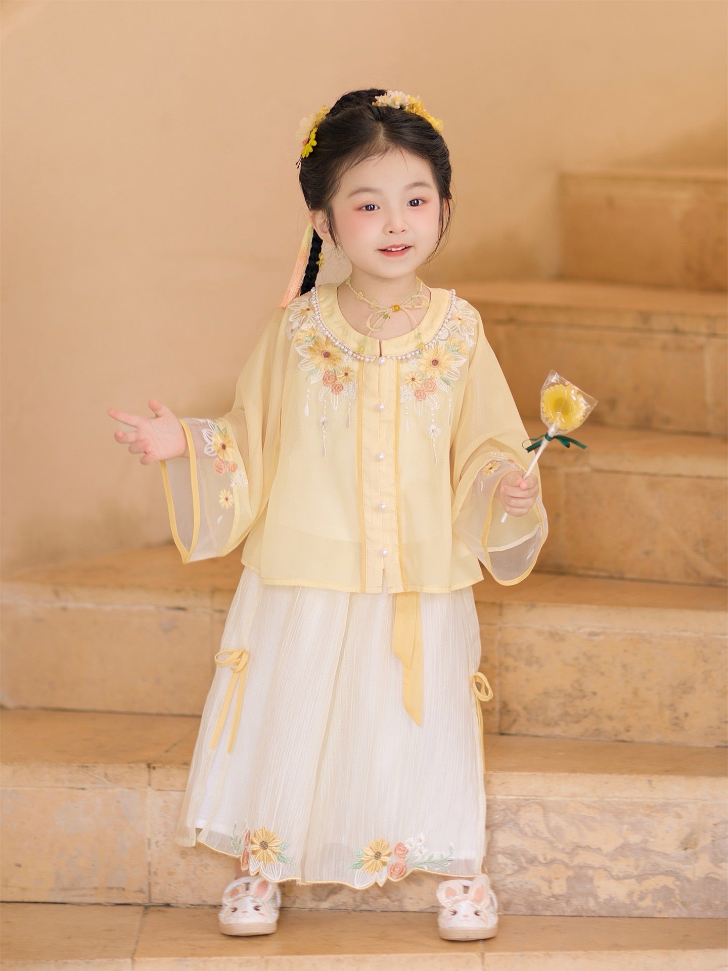 JXGX Yellow Flower Fairy 2-Piece Girl’s Set---XingKui