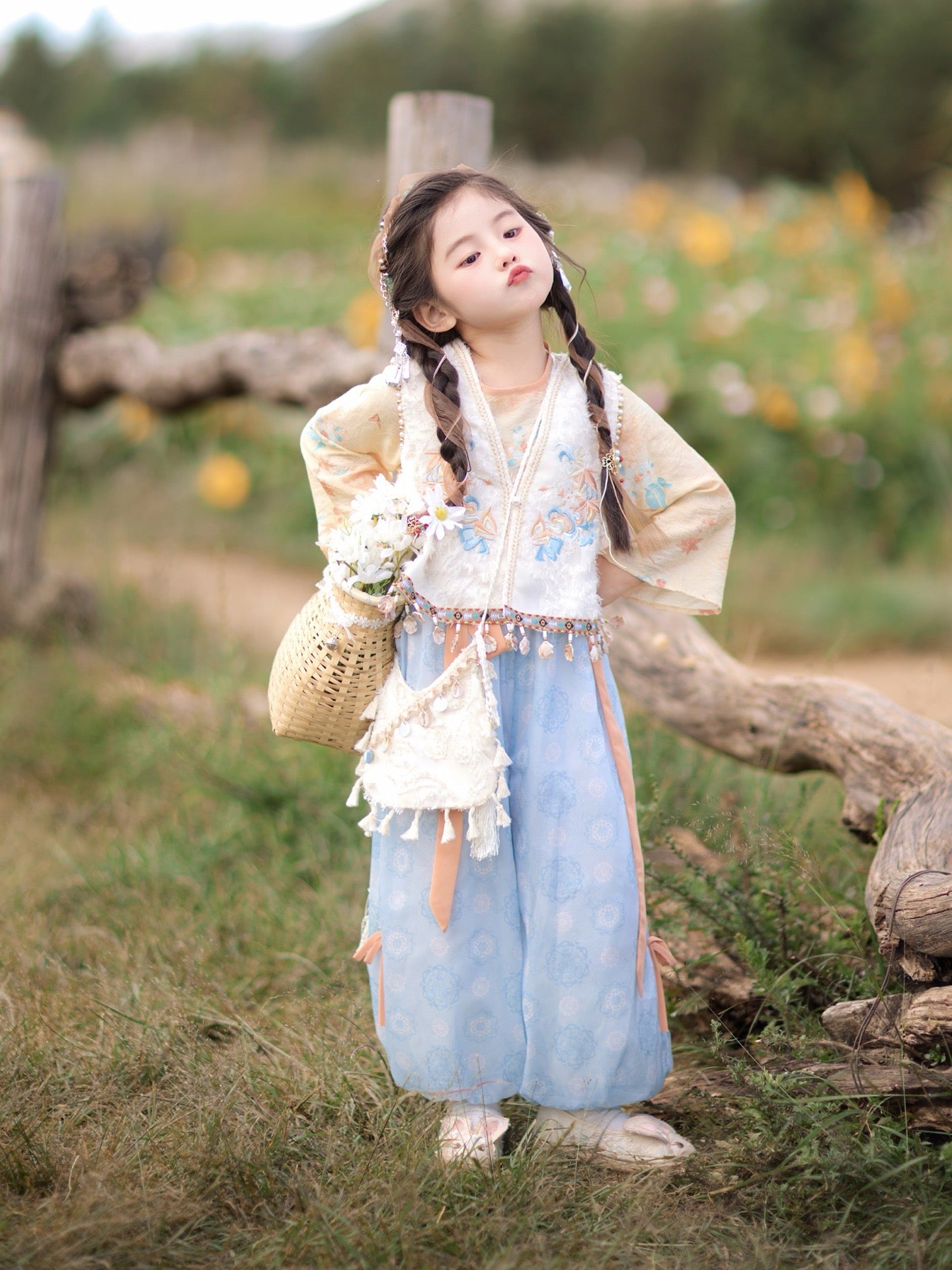 JXGX Elegant Floral Girl’s 3-Piece Set ---WuLi