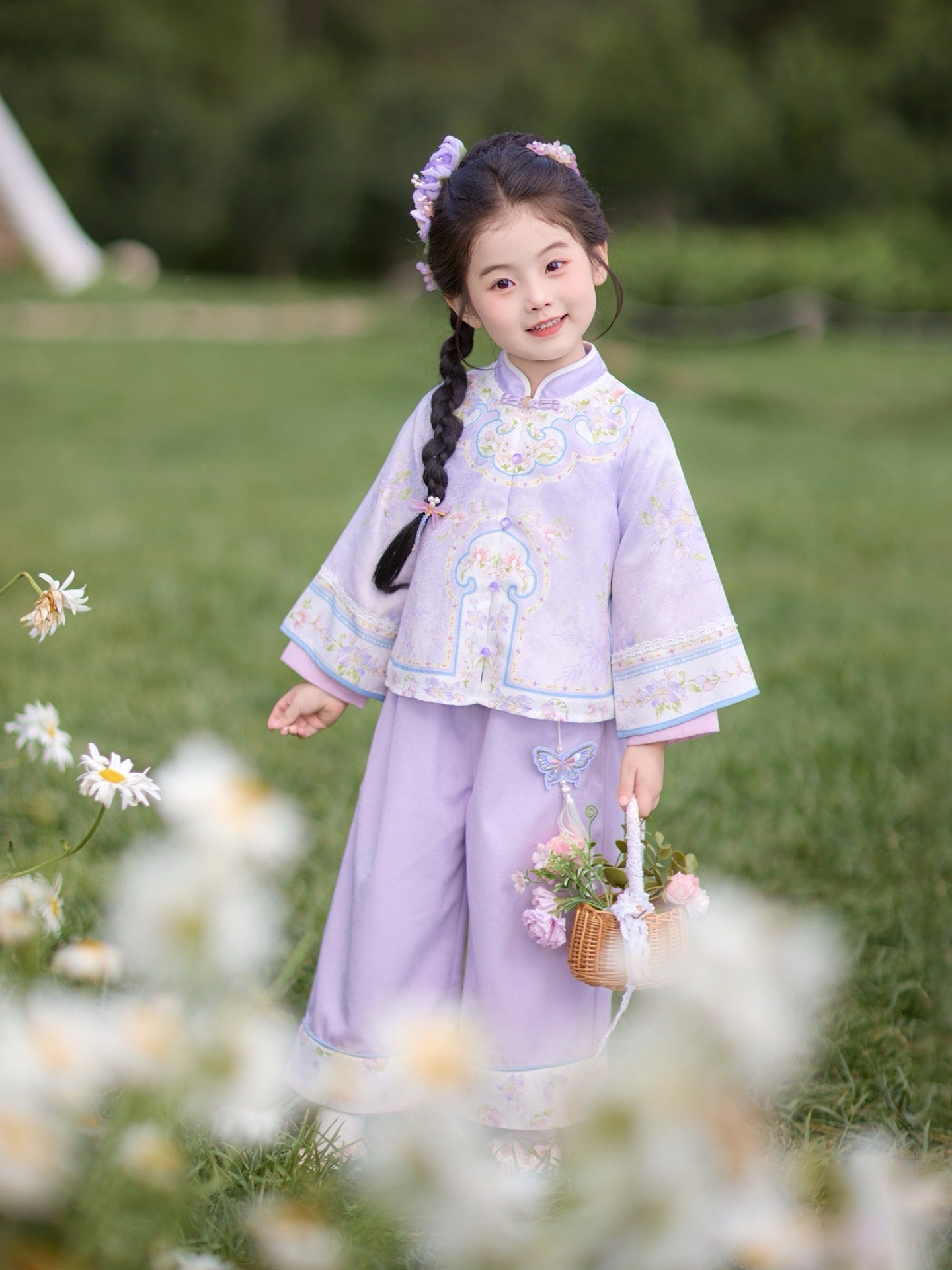 JXGX Enchanting Purple Blossom 2-Piece Girl’s Set ---XiaoMuZi