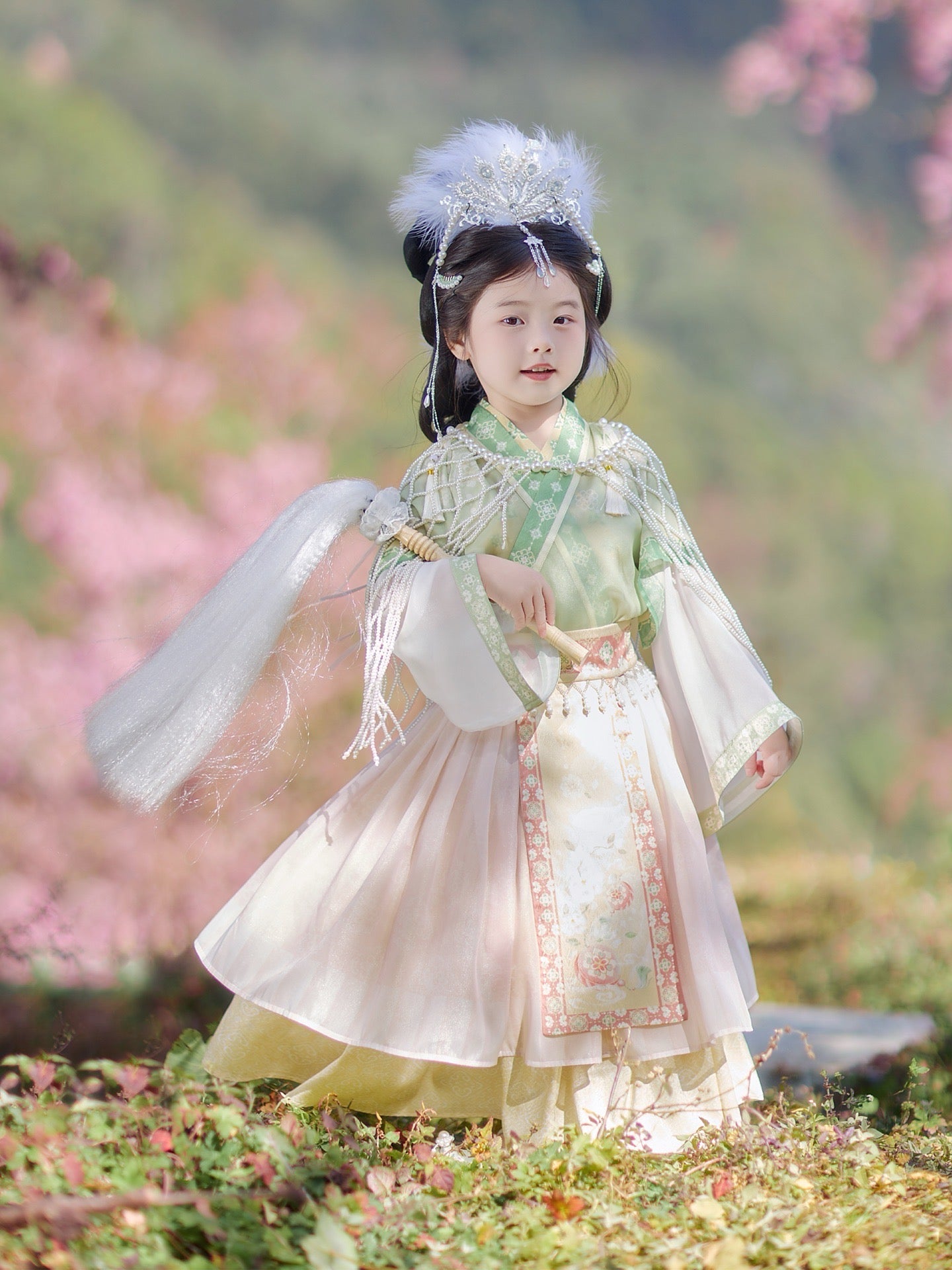 JXGX A Fairy Tale in Pink & Jade 2-Piece Girl’s Set ---QingXiao