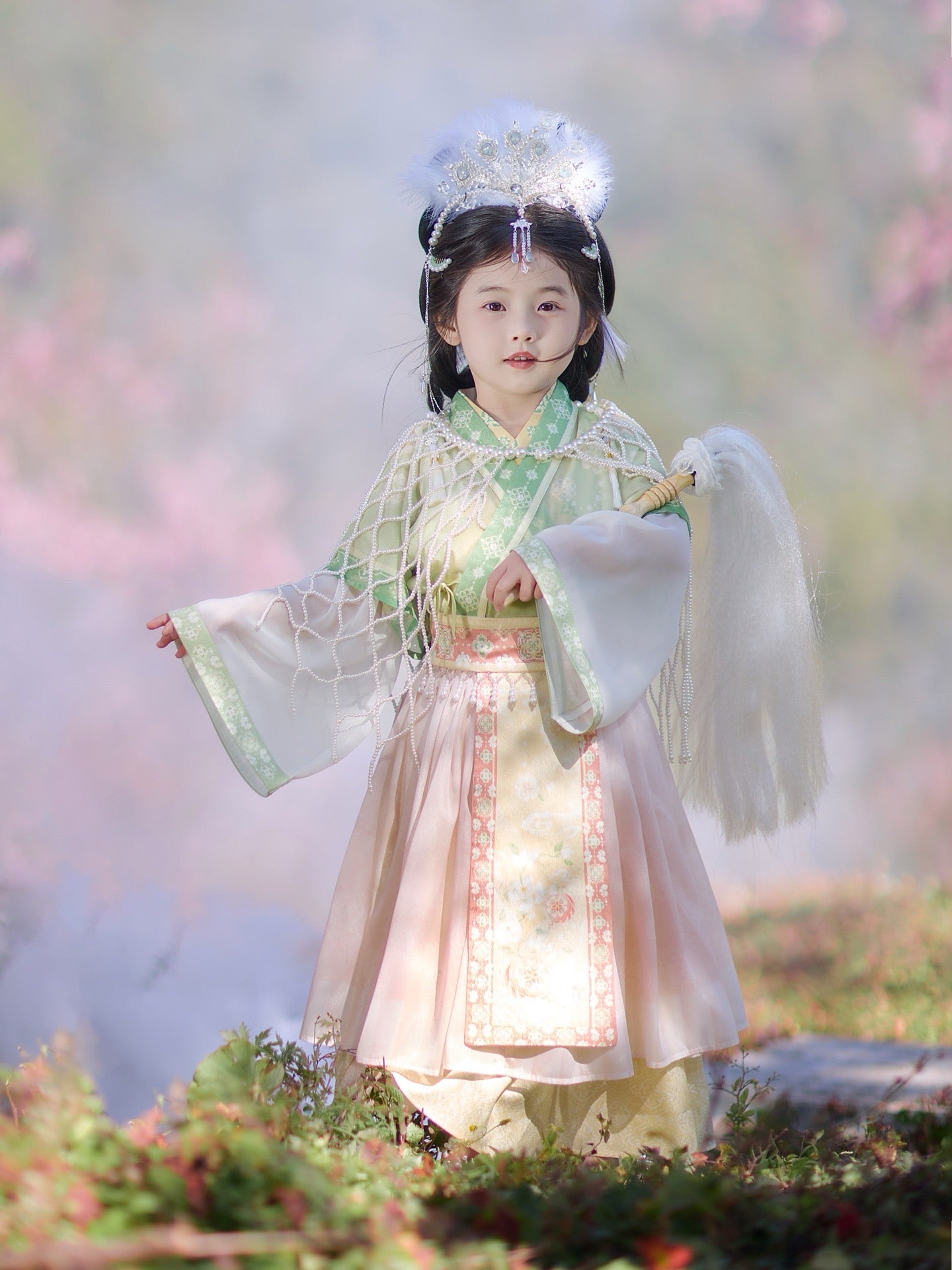 JXGX A Fairy Tale in Pink & Jade 2-Piece Girl’s Set ---QingXiao