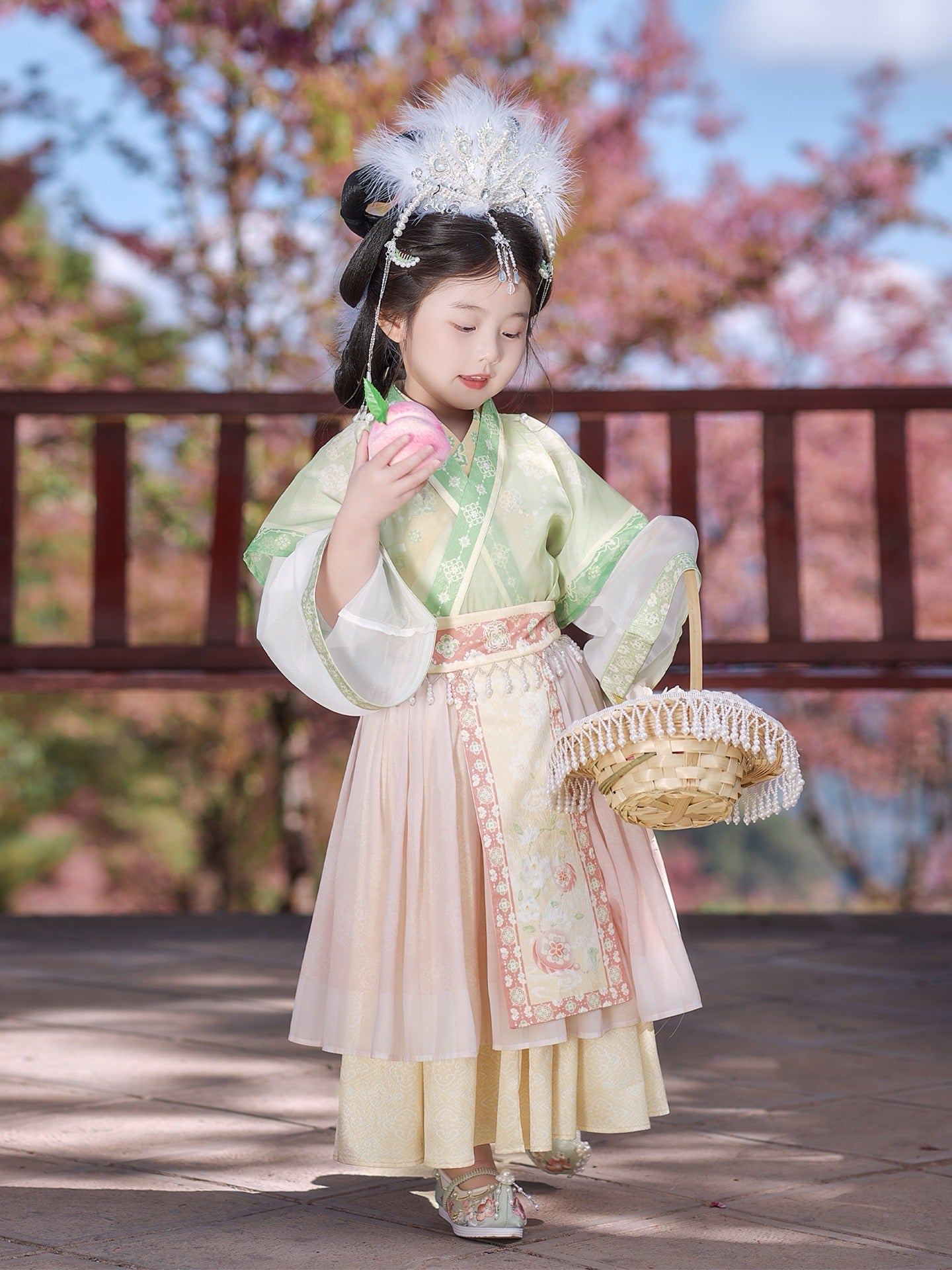 JXGX A Fairy Tale in Pink & Jade 2-Piece Girl’s Set ---QingXiao