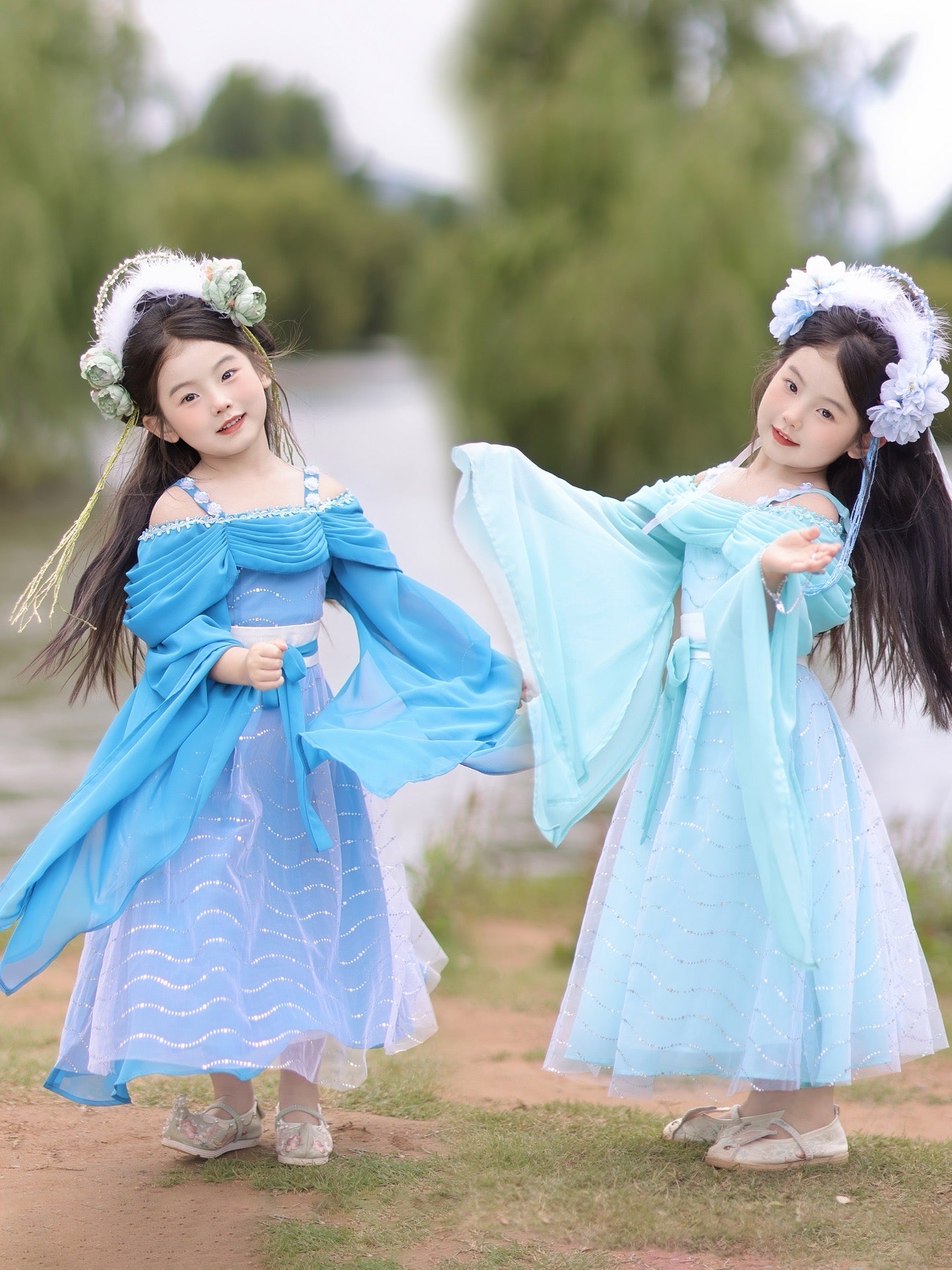 JXGX Seven Fairy Sisters: Girls' Hanfu 3-Peice Dress Set ---QiXianNv