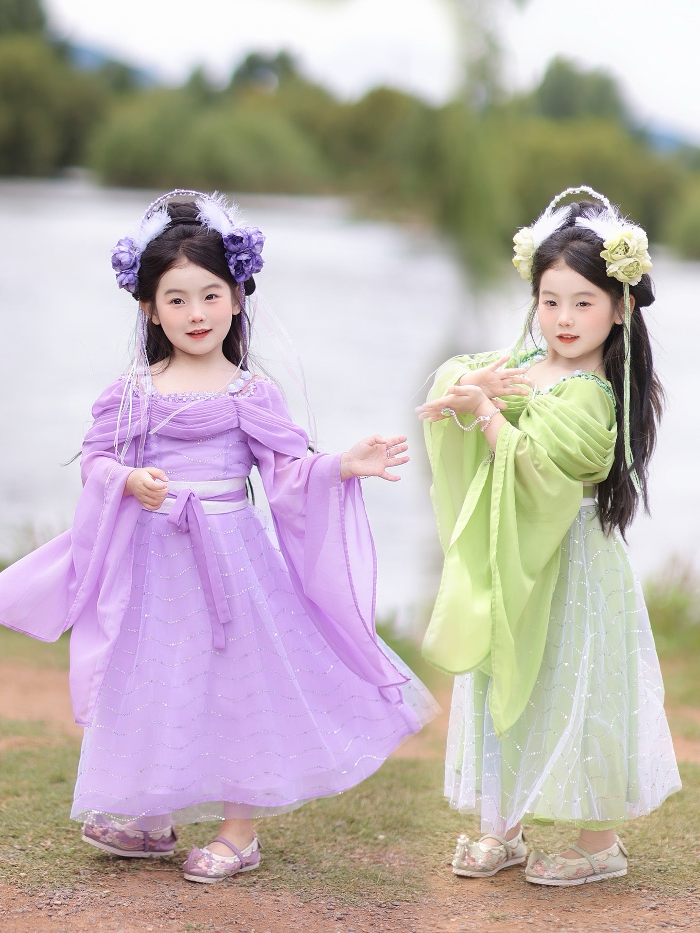 JXGX Seven Fairy Sisters: Girls' Hanfu 3-Peice Dress Set ---QiXianNv