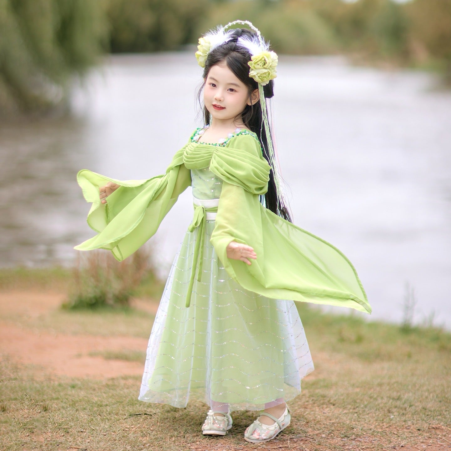 JXGX Seven Fairy Sisters: Girls' Hanfu 3-Peice Dress Set ---QiXianNv