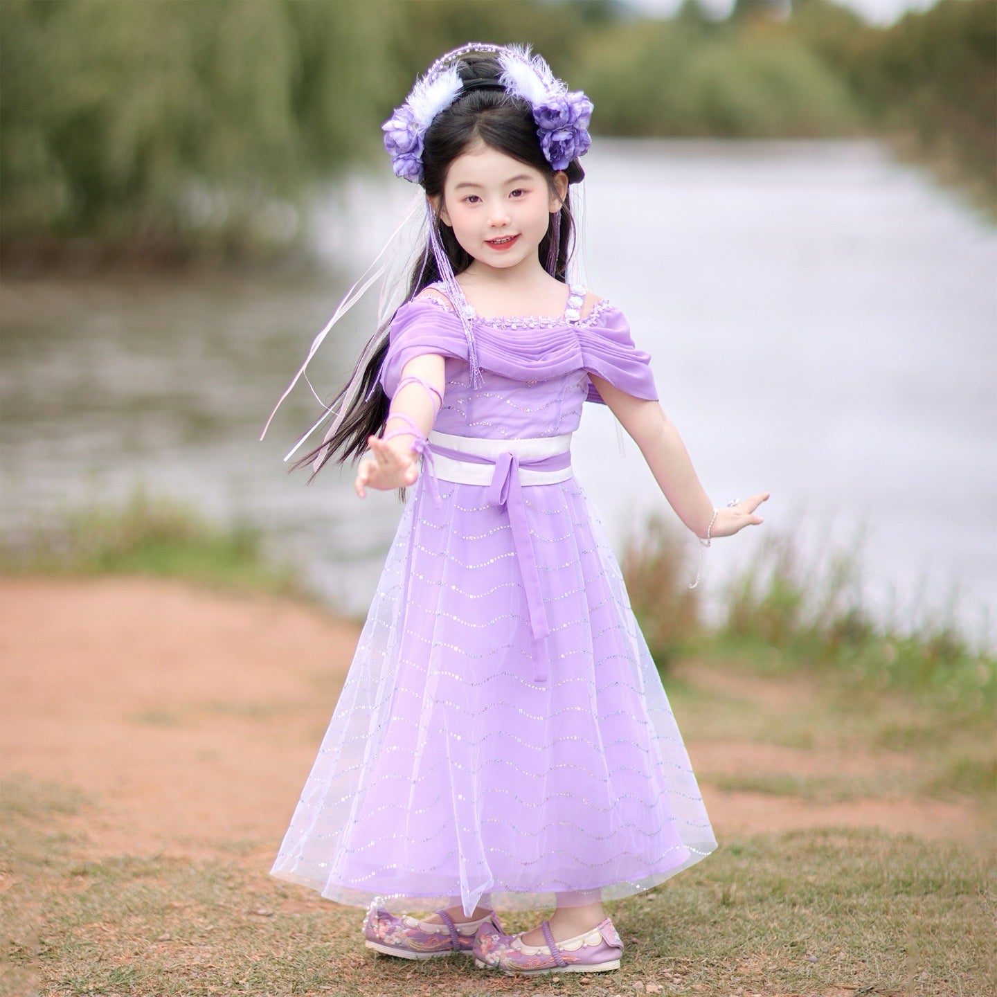JXGX Seven Fairy Sisters: Girls' Hanfu 3-Peice Dress Set ---QiXianNv