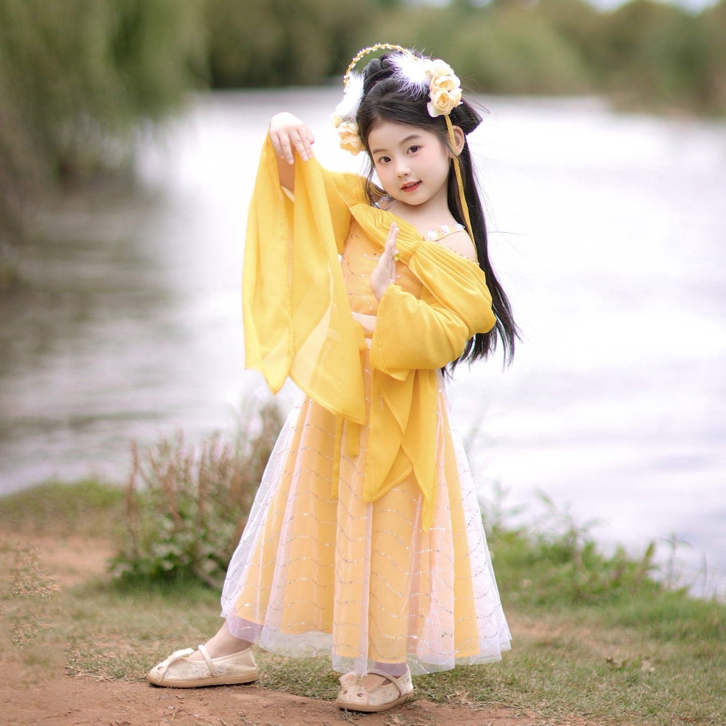 JXGX Seven Fairy Sisters: Girls' Hanfu 3-Peice Dress Set ---QiXianNv