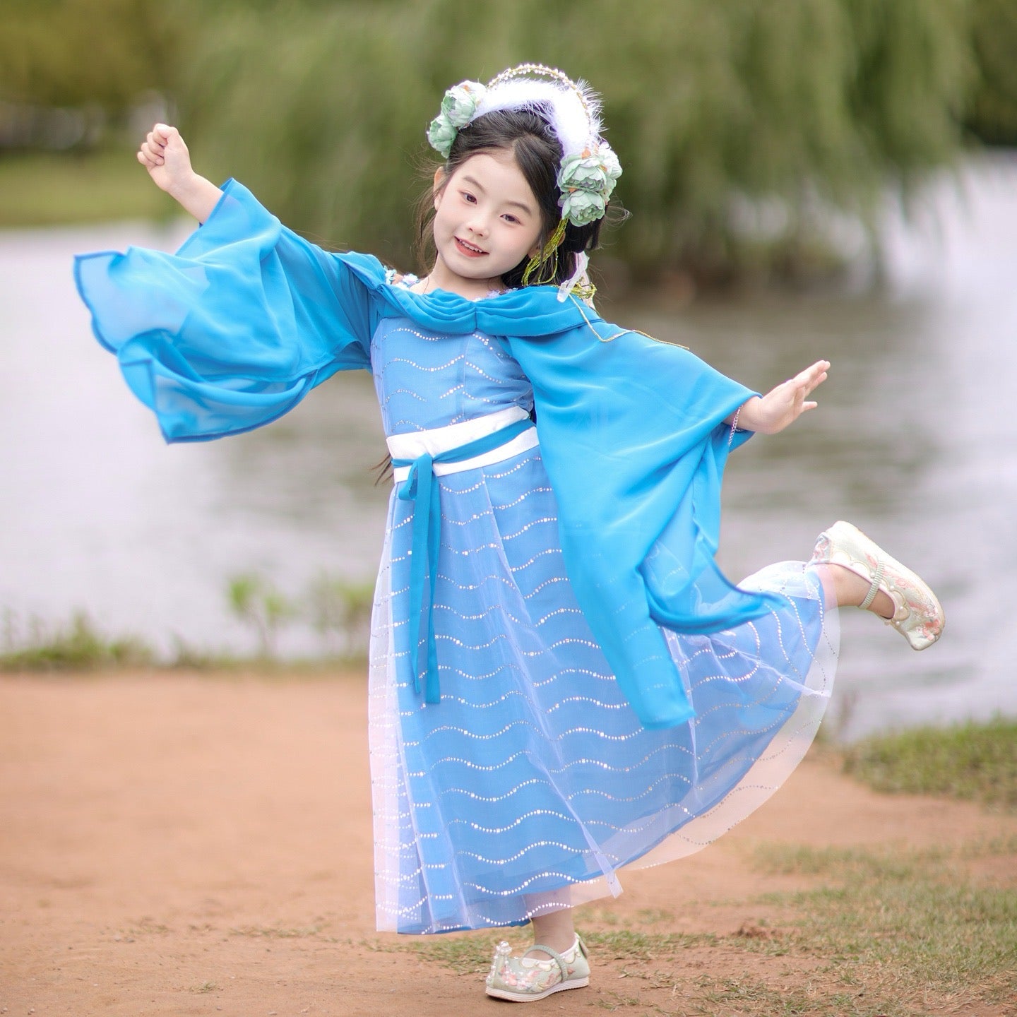 JXGX Seven Fairy Sisters: Girls' Hanfu 3-Peice Dress Set ---QiXianNv