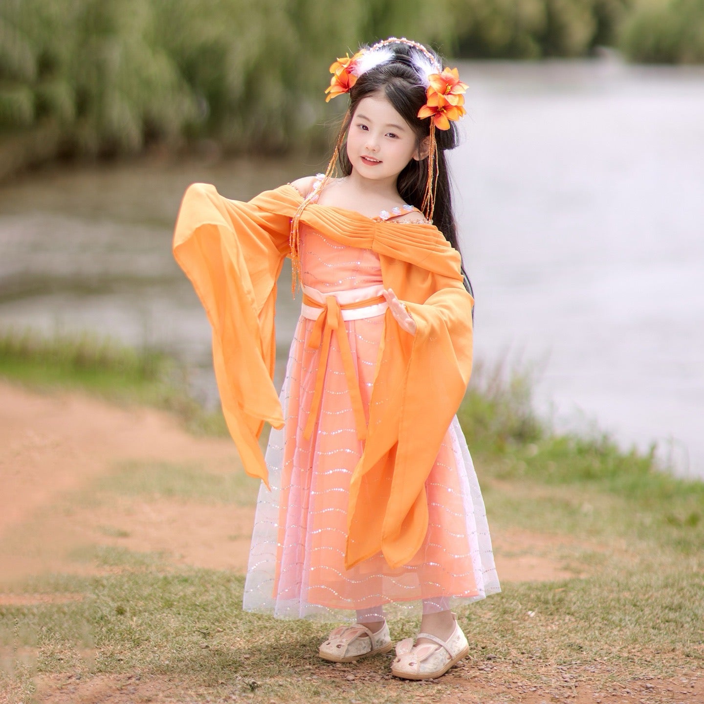 JXGX Seven Fairy Sisters: Girls' Hanfu 3-Peice Dress Set ---QiXianNv