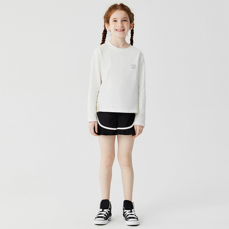 Jollybean Girls Pleated Breeze A-Line Long Sleeve Tee (120-170/ 5y-Adult)