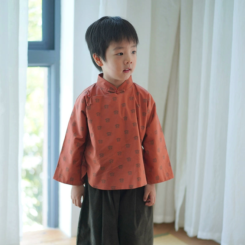 MaNa Kids Mandarin Collar Cotton Shirt ---Chinese New Year