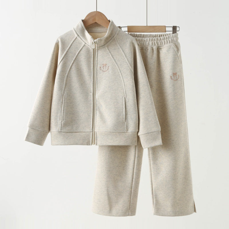 Girls' 2-Piece Tracksuit Set — Zip-Up Jacket & Pants, Soft Cotton Sport Outfit