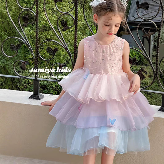 Jamiya Girls Fairy Blossom Layered Tulle Princess Dress (100-150/3y-12y)