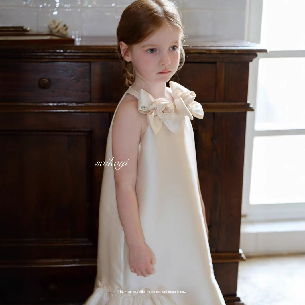 SaiKaYi Girls‘ Ivory Rose Elegance Dress (110-150/4y-12y+)