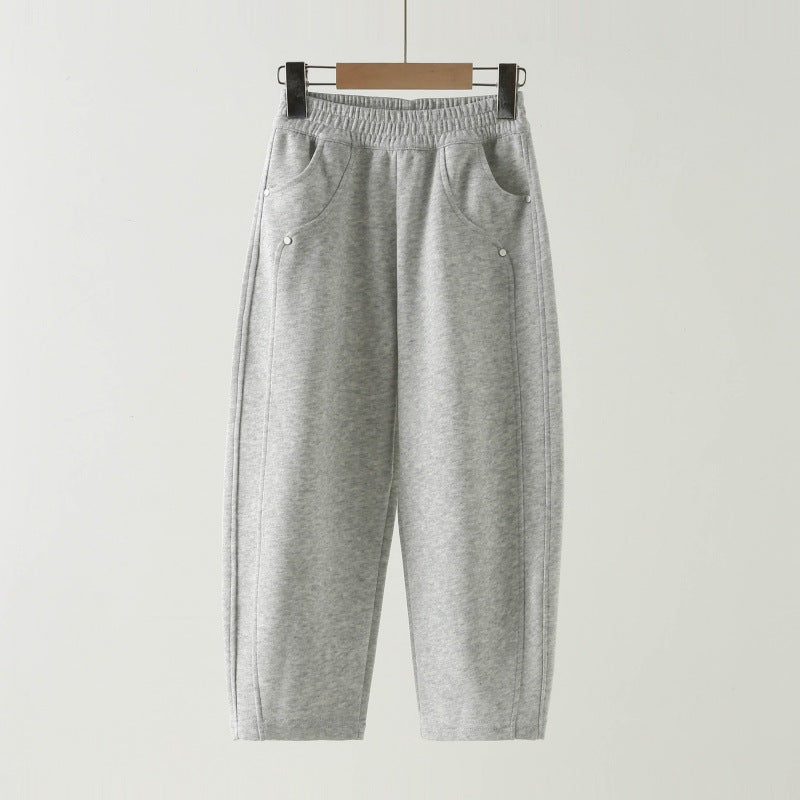 Kids Soft Curved-Leg Joggers Casual Sweatpants