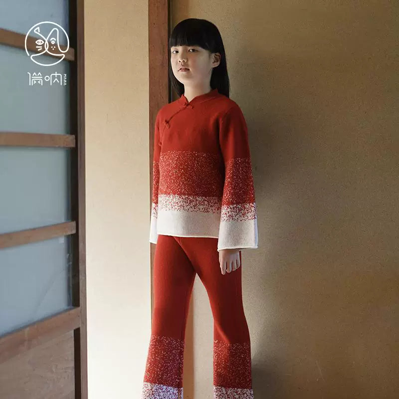 Mana Chinese New Year Girls' Woollen Sweater and Pants