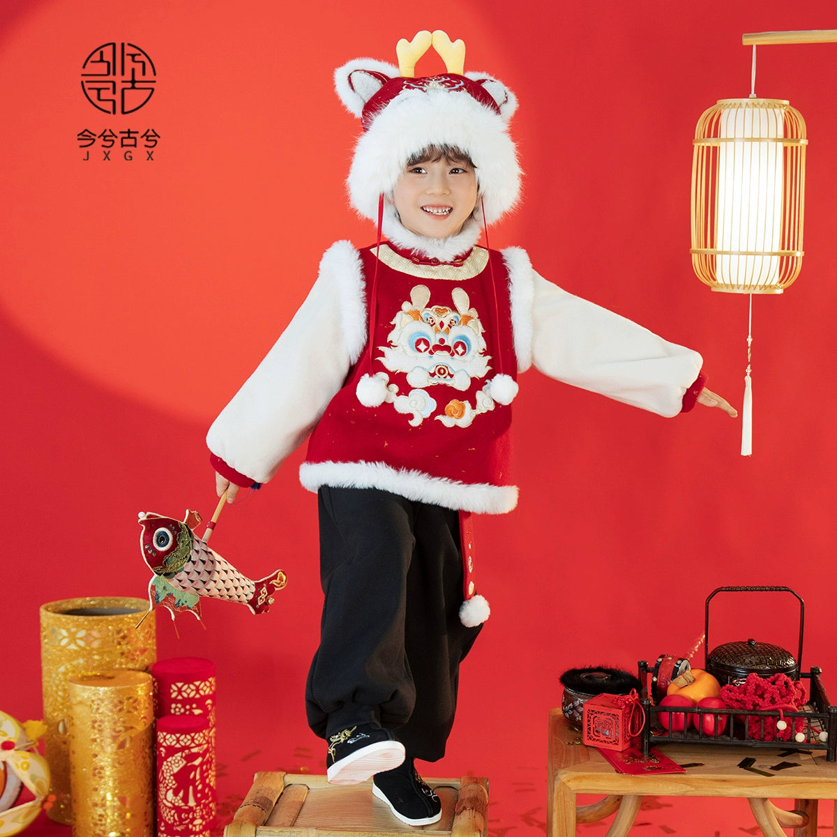 JXGX Chinese New Year Boys Fleece Jacket---Yuze