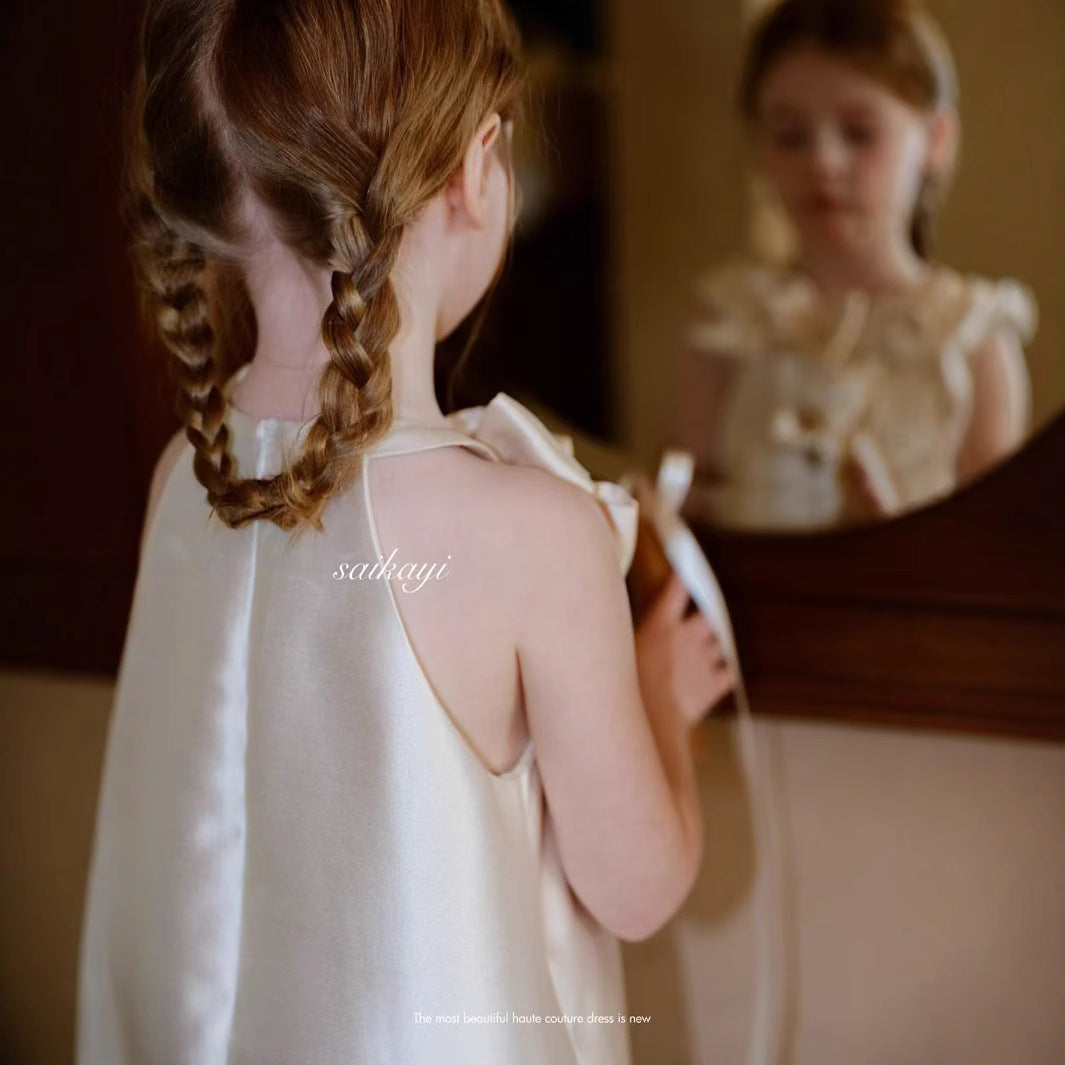 SaiKaYi Girls‘ Ivory Rose Elegance Dress (110-150/4y-12y+)