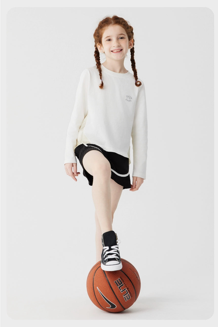 Jollybean Girls Pleated Breeze A-Line Long Sleeve Tee (120-170/ 5y-Adult)