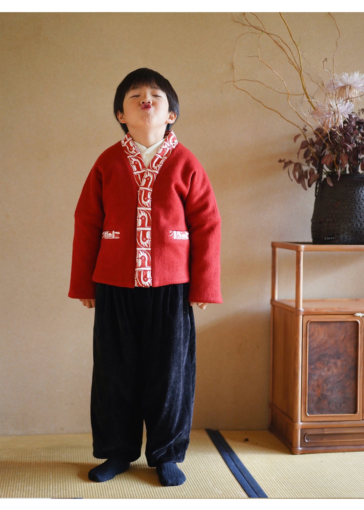 MaNa 100% Wool Chinese New Year Kids Red Jacket