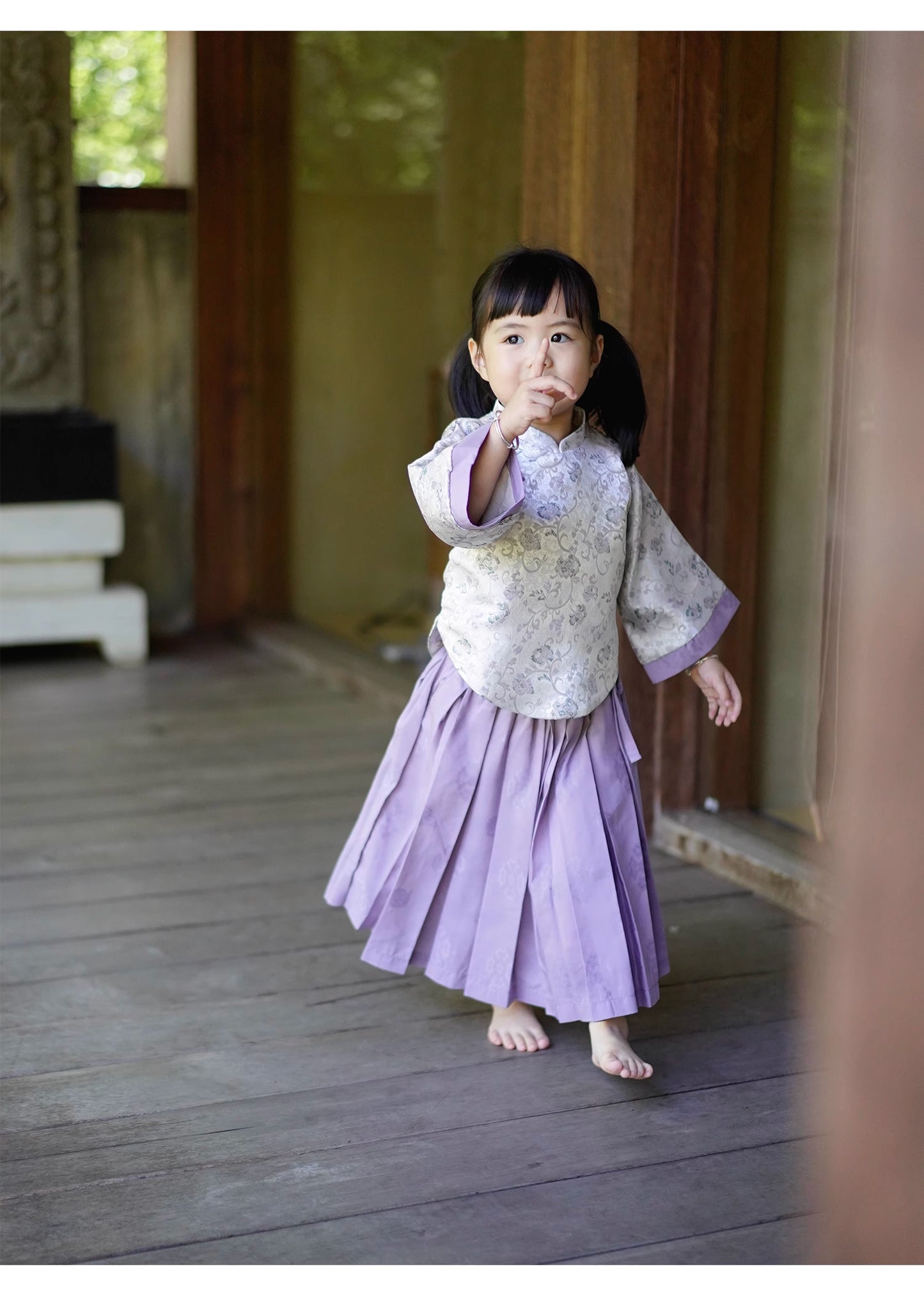 Mana Silver Blossom Traditional Shirt for Girls