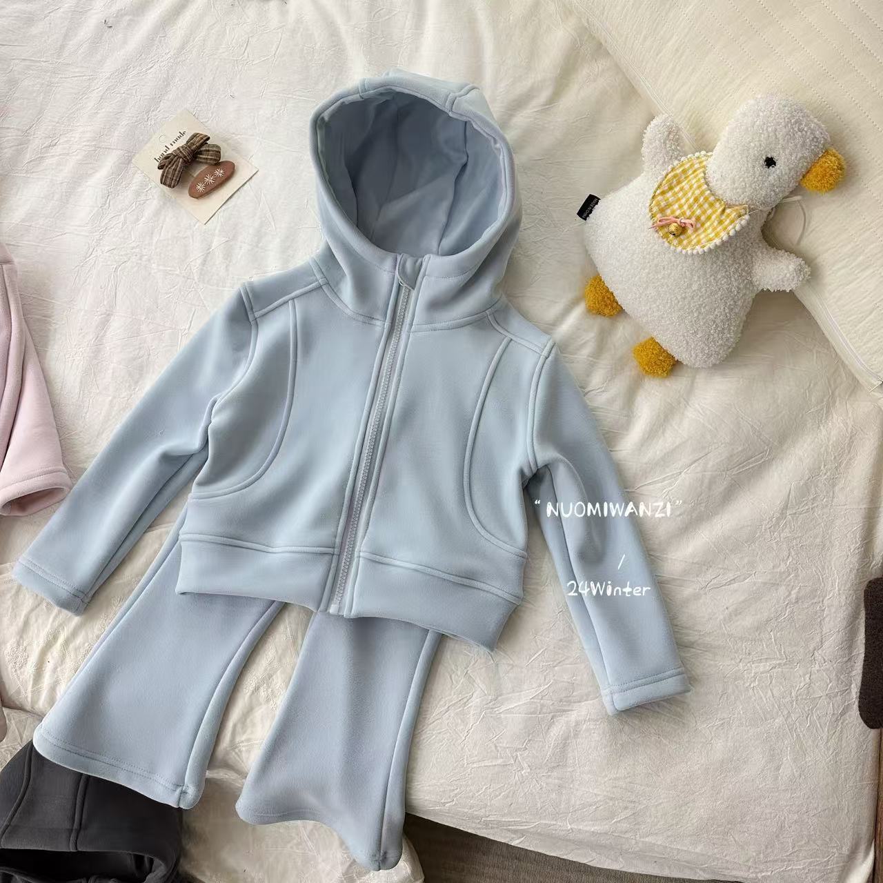 DXJ Cozy Fleece: Girls‘ Warm Tracksuit Set