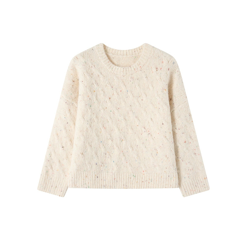 Jollybean Girls' Cozy Speckled Wool Knit Sweater (120-170/5y-Adult)