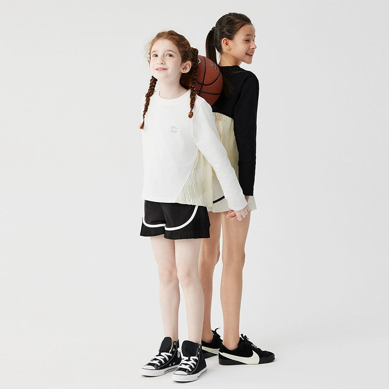 Jollybean Girls Pleated Breeze A-Line Long Sleeve Tee (120-170/ 5y-Adult)
