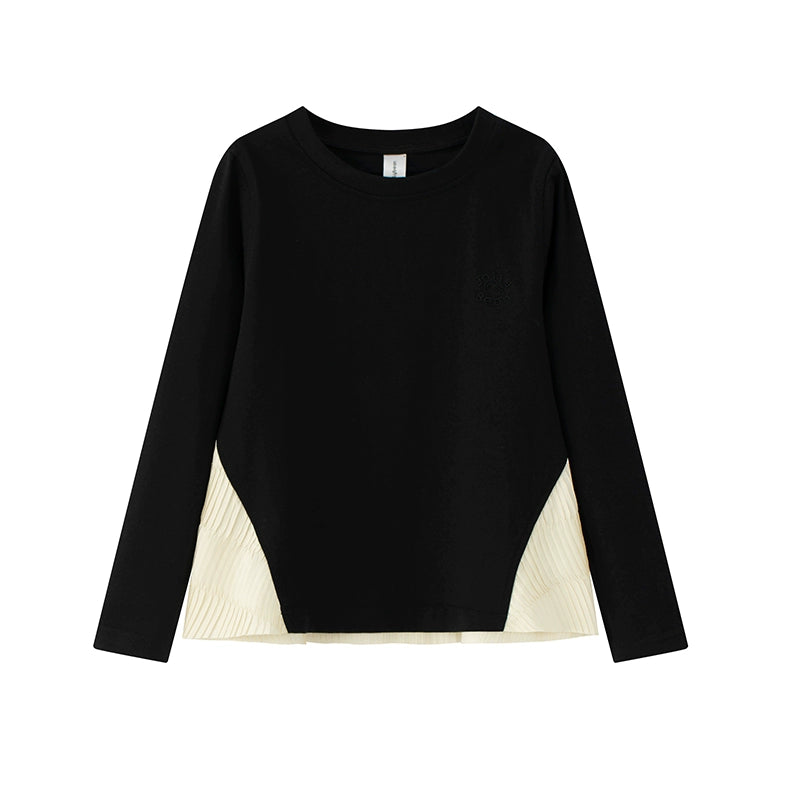 Jollybean Girls Pleated Breeze A-Line Long Sleeve Tee (120-170/ 5y-Adult)