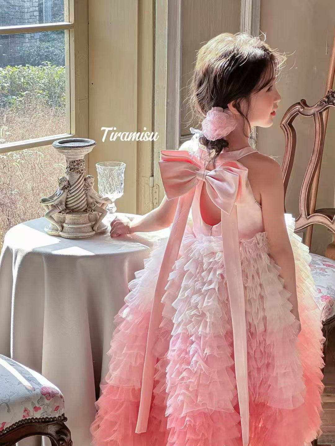 Tiramisu Girls Blush Petal Princess Gown  (100-150/3y-12y)