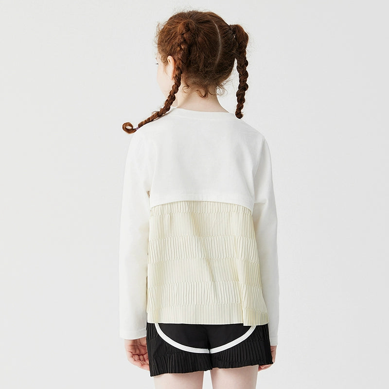 Jollybean Girls Pleated Breeze A-Line Long Sleeve Tee (120-170/ 5y-Adult)