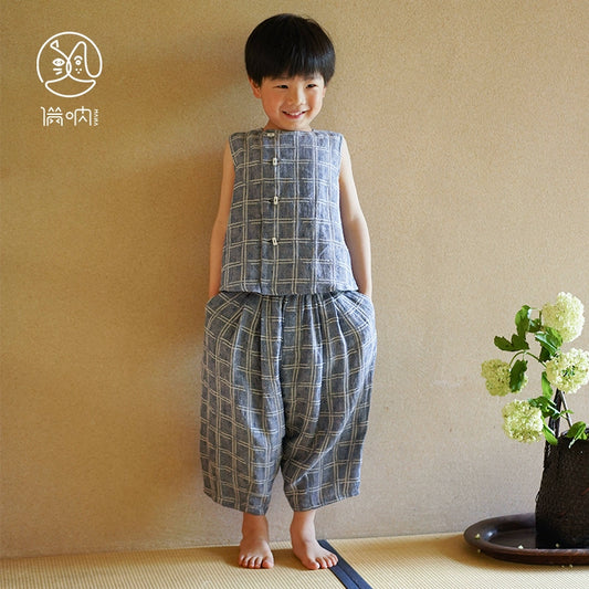 Mana Kids Summer Linen Lattice Leisure Set