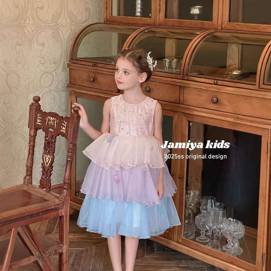 Jamiya Girls Fairy Blossom Layered Tulle Princess Dress (100-150/3y-12y)